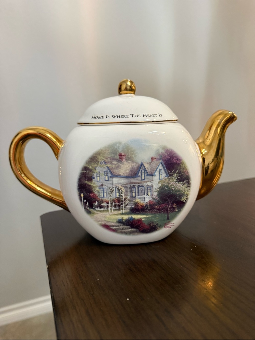 Thomas Kinkade Teapot Home Is Where The Heart Is II Gold Accents Teleflora